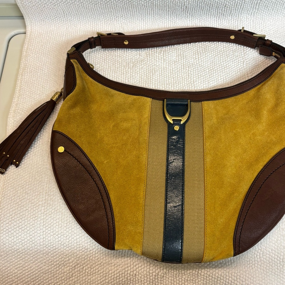 Cole Haan Ocre and saddle suede hobo